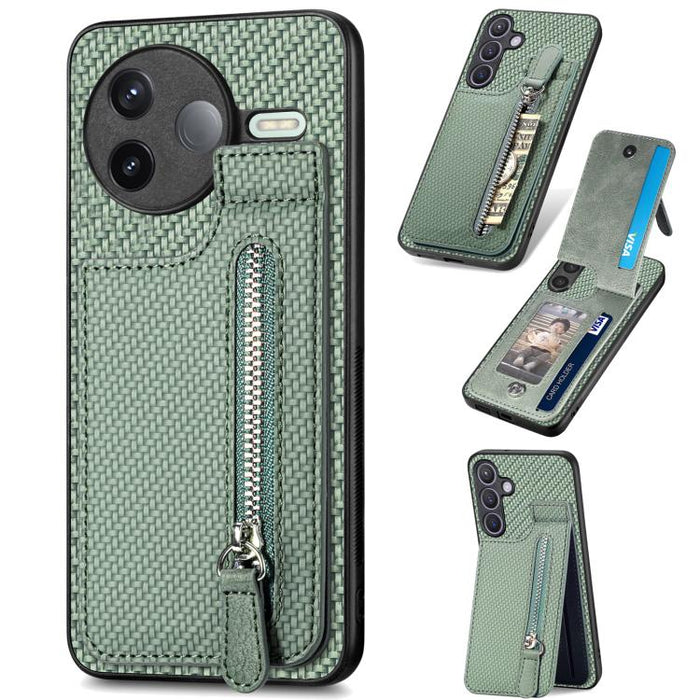 Estuche para teléfono con cremallera vertical de fibra de carbono, For Redmi 15C 5G / 4G Glodal 171mm, For Xiaomi 15T, For Redmi K80 Pro / Poco F7 Ultra, For Redmi K80 / Poco F7 Pro, For Redmi Turbo 4, For Xiaomi Poco X7 Pro, For Redmi Note 12 5G      ...