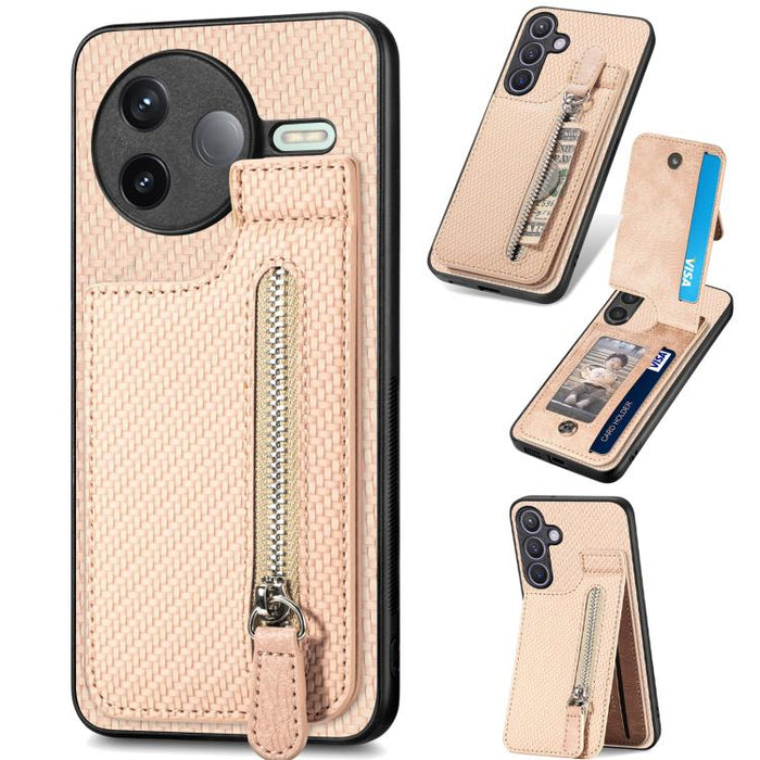 Estuche para teléfono con cremallera vertical de fibra de carbono, For Redmi 15C 5G / 4G Glodal 171mm, For Xiaomi 15T, For Redmi K80 Pro / Poco F7 Ultra, For Redmi K80 / Poco F7 Pro, For Redmi Turbo 4, For Xiaomi Poco X7 Pro, For Redmi Note 12 5G      ...