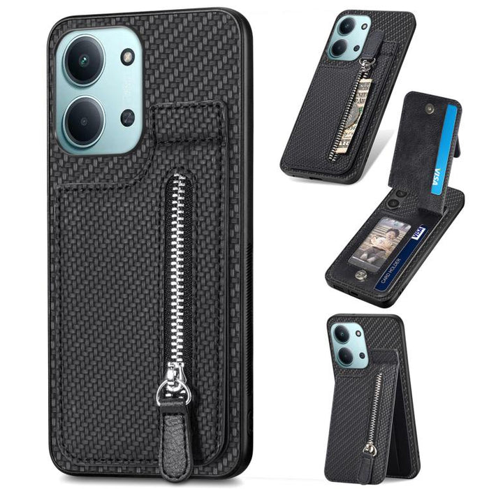 Estuche para teléfono con cremallera vertical de fibra de carbono, For Redmi 15C 5G / 4G Glodal 171mm, For Xiaomi 15T, For Redmi K80 Pro / Poco F7 Ultra, For Redmi K80 / Poco F7 Pro, For Redmi Turbo 4, For Xiaomi Poco X7 Pro, For Redmi Note 12 5G      ...