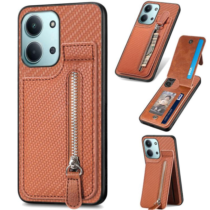 Estuche para teléfono con cremallera vertical de fibra de carbono, For Redmi 15C 5G / 4G Glodal 171mm, For Xiaomi 15T, For Redmi K80 Pro / Poco F7 Ultra, For Redmi K80 / Poco F7 Pro, For Redmi Turbo 4, For Xiaomi Poco X7 Pro, For Redmi Note 12 5G      ...