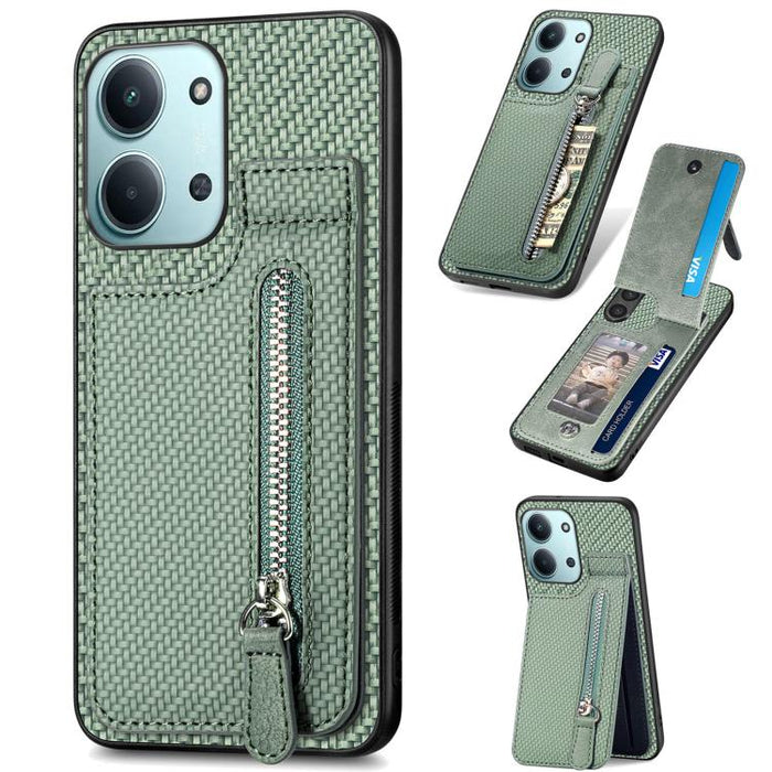Estuche para teléfono con cremallera vertical de fibra de carbono, For Redmi 15C 5G / 4G Glodal 171mm, For Xiaomi 15T, For Redmi K80 Pro / Poco F7 Ultra, For Redmi K80 / Poco F7 Pro, For Redmi Turbo 4, For Xiaomi Poco X7 Pro, For Redmi Note 12 5G      ...