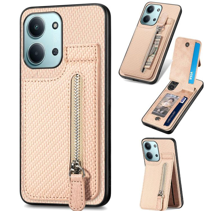 Estuche para teléfono con cremallera vertical de fibra de carbono, For Redmi 15C 5G / 4G Glodal 171mm, For Xiaomi 15T, For Redmi K80 Pro / Poco F7 Ultra, For Redmi K80 / Poco F7 Pro, For Redmi Turbo 4, For Xiaomi Poco X7 Pro, For Redmi Note 12 5G      ...