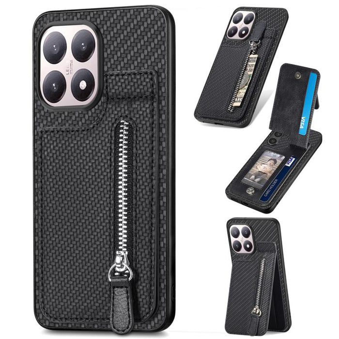 Estuche para teléfono con cremallera vertical de fibra de carbono, For Redmi 15C 5G / 4G Glodal 171mm, For Xiaomi 15T, For Redmi K80 Pro / Poco F7 Ultra, For Redmi K80 / Poco F7 Pro, For Redmi Turbo 4, For Xiaomi Poco X7 Pro, For Redmi Note 12 5G      ...
