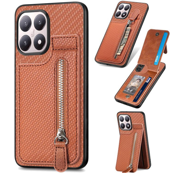 Estuche para teléfono con cremallera vertical de fibra de carbono, For Redmi 15C 5G / 4G Glodal 171mm, For Xiaomi 15T, For Redmi K80 Pro / Poco F7 Ultra, For Redmi K80 / Poco F7 Pro, For Redmi Turbo 4, For Xiaomi Poco X7 Pro, For Redmi Note 12 5G      ...