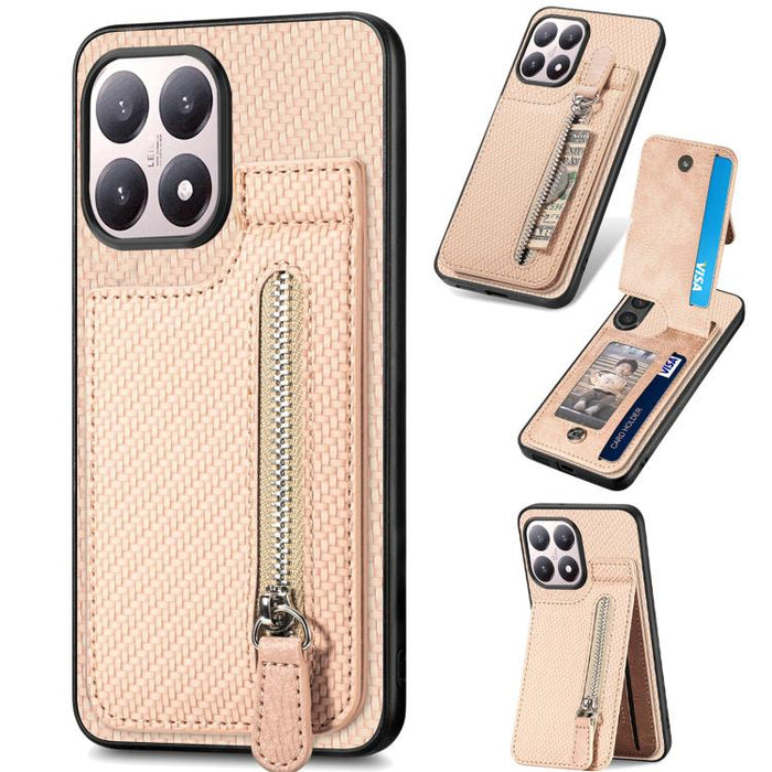 Estuche para teléfono con cremallera vertical de fibra de carbono, For Redmi 15C 5G / 4G Glodal 171mm, For Xiaomi 15T, For Redmi K80 Pro / Poco F7 Ultra, For Redmi K80 / Poco F7 Pro, For Redmi Turbo 4, For Xiaomi Poco X7 Pro, For Redmi Note 12 5G      ...
