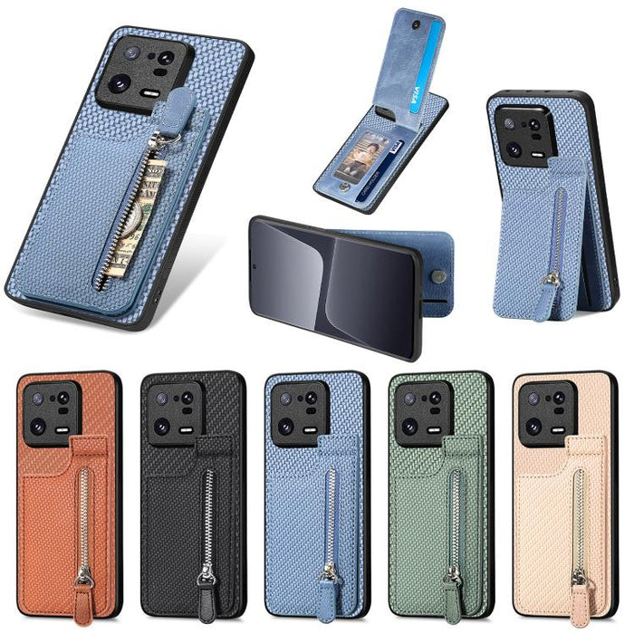 Estuche para teléfono con cremallera vertical de fibra de carbono, For Redmi 15C 5G / 4G Glodal 171mm, For Xiaomi 15T, For Redmi K80 Pro / Poco F7 Ultra, For Redmi K80 / Poco F7 Pro, For Redmi Turbo 4, For Xiaomi Poco X7 Pro, For Redmi Note 12 5G      ...