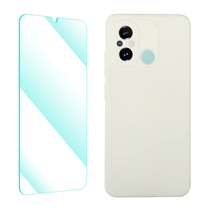 Funda para teléfono de silicona líquida ENKAY con película templada, For Xiaomi Poco C55 / Redmi 12C