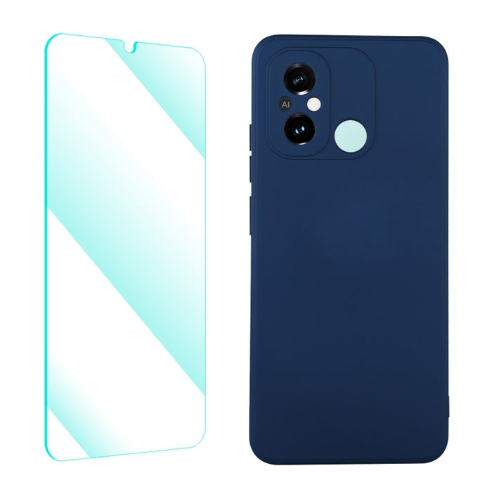 Funda para teléfono de silicona líquida ENKAY con película templada, For Xiaomi Poco C55 / Redmi 12C