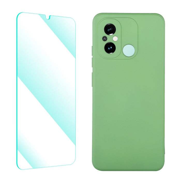 Funda para teléfono de silicona líquida ENKAY con película templada, For Xiaomi Poco C55 / Redmi 12C