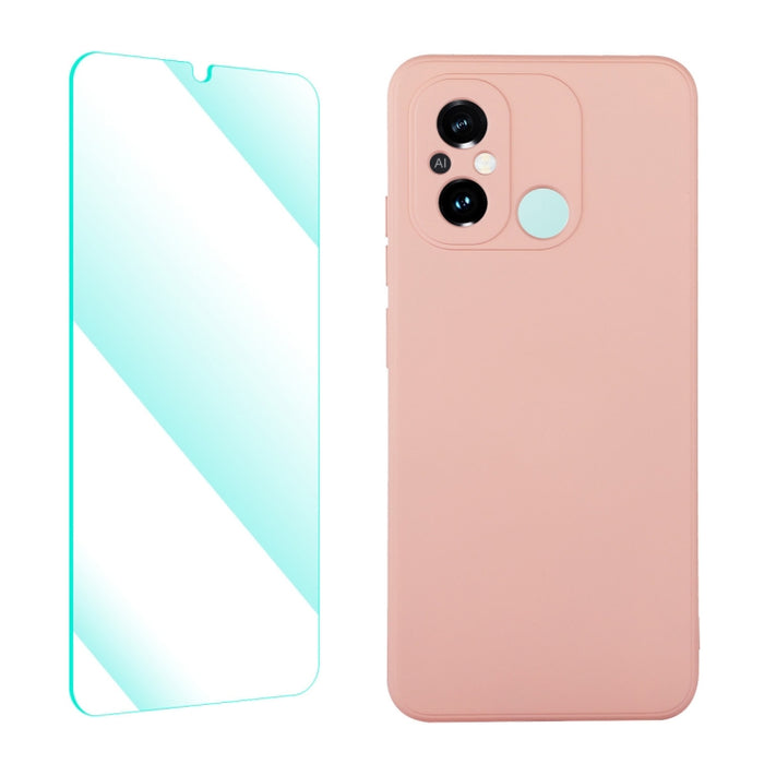 Funda para teléfono de silicona líquida ENKAY con película templada, For Xiaomi Poco C55 / Redmi 12C
