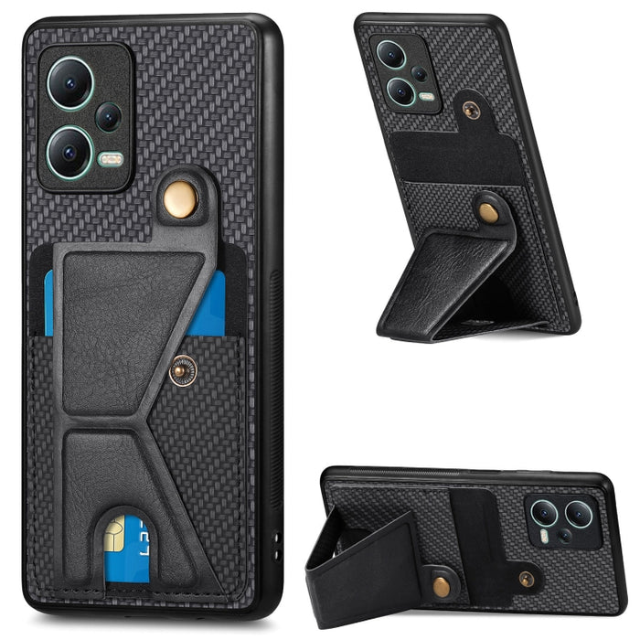 Caja del teléfono del sostenedor en forma de K de la tarjeta del tirón de la cartera de la fibra de carbono, For Xiaomi 15T, For Redmi 15C 5G / 4G Global 171mm, For Redmi K80 Pro / Poco F7 Ultra, For Redmi K80 / Poco F7 Pro, For Redmi Turbo 4          ...