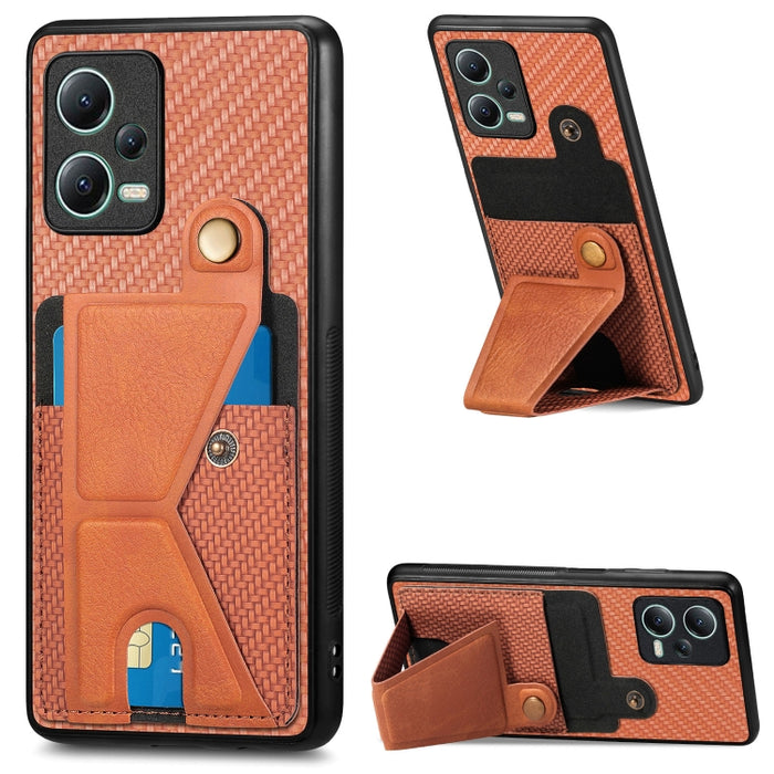 Caja del teléfono del sostenedor en forma de K de la tarjeta del tirón de la cartera de la fibra de carbono, For Xiaomi 15T, For Redmi 15C 5G / 4G Global 171mm, For Redmi K80 Pro / Poco F7 Ultra, For Redmi K80 / Poco F7 Pro, For Redmi Turbo 4          ...