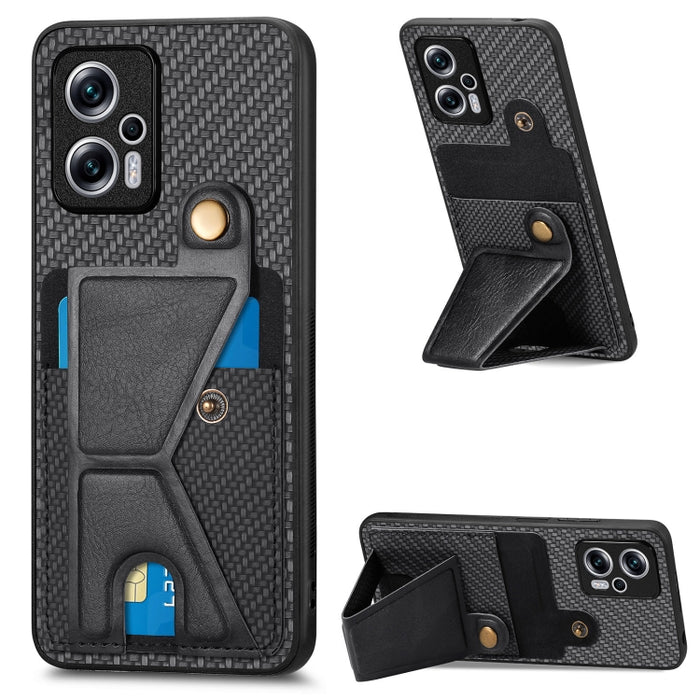 Caja del teléfono del sostenedor en forma de K de la tarjeta del tirón de la cartera de la fibra de carbono, For Xiaomi 15T, For Redmi 15C 5G / 4G Global 171mm, For Redmi K80 Pro / Poco F7 Ultra, For Redmi K80 / Poco F7 Pro, For Redmi Turbo 4          ...
