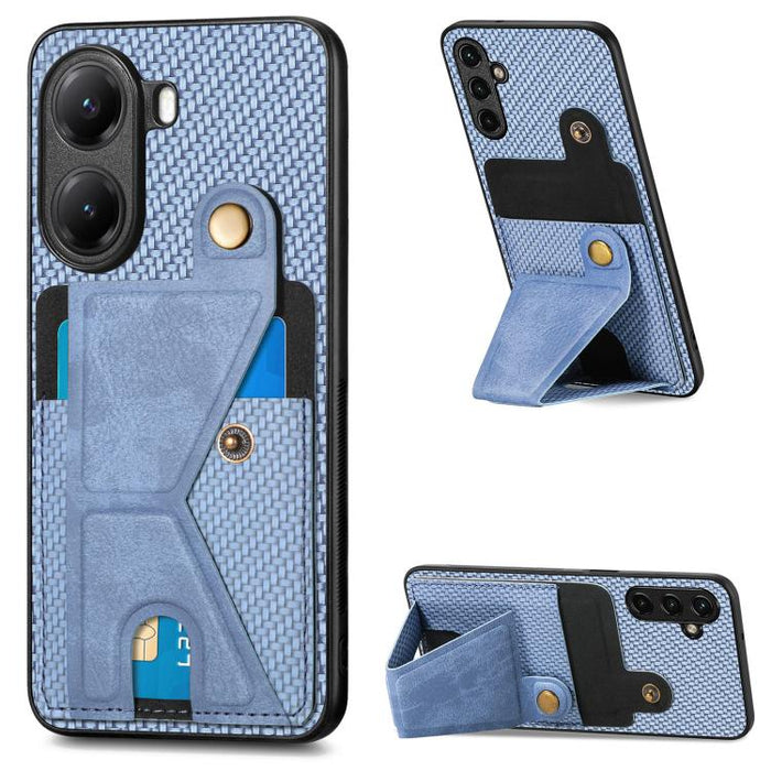 Caja del teléfono del sostenedor en forma de K de la tarjeta del tirón de la cartera de la fibra de carbono, For Xiaomi 15T, For Redmi 15C 5G / 4G Global 171mm, For Redmi K80 Pro / Poco F7 Ultra, For Redmi K80 / Poco F7 Pro, For Redmi Turbo 4          ...