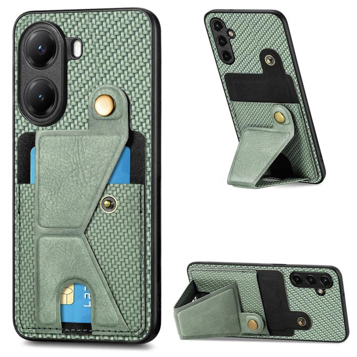 Caja del teléfono del sostenedor en forma de K de la tarjeta del tirón de la cartera de la fibra de carbono, For Xiaomi 15T, For Redmi 15C 5G / 4G Global 171mm, For Redmi K80 Pro / Poco F7 Ultra, For Redmi K80 / Poco F7 Pro, For Redmi Turbo 4          ...