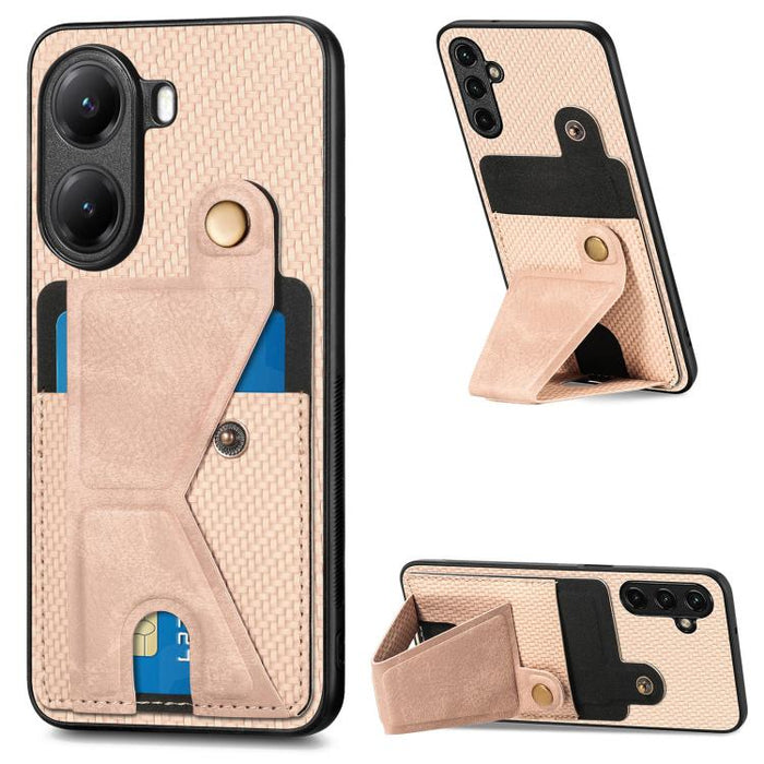 Caja del teléfono del sostenedor en forma de K de la tarjeta del tirón de la cartera de la fibra de carbono, For Xiaomi 15T, For Redmi 15C 5G / 4G Global 171mm, For Redmi K80 Pro / Poco F7 Ultra, For Redmi K80 / Poco F7 Pro, For Redmi Turbo 4          ...
