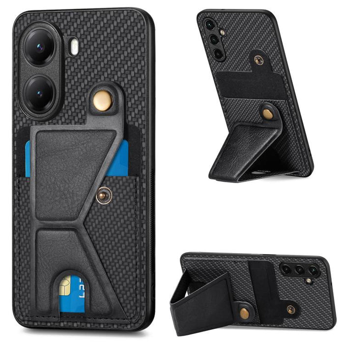 Caja del teléfono del sostenedor en forma de K de la tarjeta del tirón de la cartera de la fibra de carbono, For Xiaomi 15T, For Redmi 15C 5G / 4G Global 171mm, For Redmi K80 Pro / Poco F7 Ultra, For Redmi K80 / Poco F7 Pro, For Redmi Turbo 4          ...