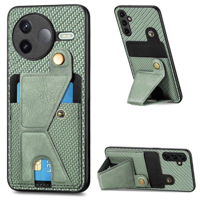 Caja del teléfono del sostenedor en forma de K de la tarjeta del tirón de la cartera de la fibra de carbono, For Xiaomi 15T, For Redmi 15C 5G / 4G Global 171mm, For Redmi K80 Pro / Poco F7 Ultra, For Redmi K80 / Poco F7 Pro, For Redmi Turbo 4          ...