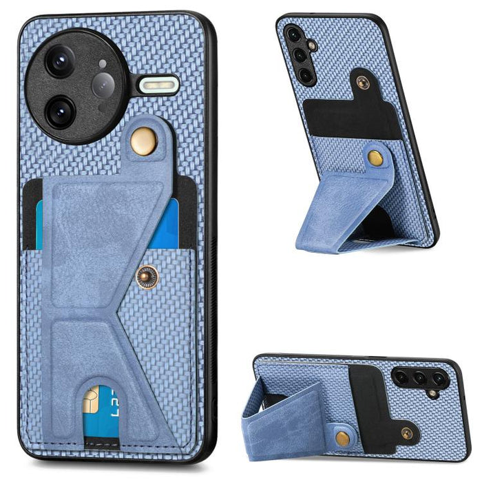 Caja del teléfono del sostenedor en forma de K de la tarjeta del tirón de la cartera de la fibra de carbono, For Xiaomi 15T, For Redmi 15C 5G / 4G Global 171mm, For Redmi K80 Pro / Poco F7 Ultra, For Redmi K80 / Poco F7 Pro, For Redmi Turbo 4          ...