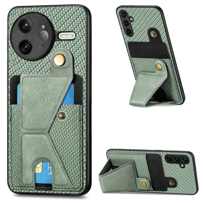 Caja del teléfono del sostenedor en forma de K de la tarjeta del tirón de la cartera de la fibra de carbono, For Xiaomi 15T, For Redmi 15C 5G / 4G Global 171mm, For Redmi K80 Pro / Poco F7 Ultra, For Redmi K80 / Poco F7 Pro, For Redmi Turbo 4          ...