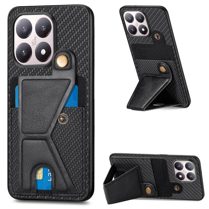 Caja del teléfono del sostenedor en forma de K de la tarjeta del tirón de la cartera de la fibra de carbono, For Xiaomi 15T, For Redmi 15C 5G / 4G Global 171mm, For Redmi K80 Pro / Poco F7 Ultra, For Redmi K80 / Poco F7 Pro, For Redmi Turbo 4          ...