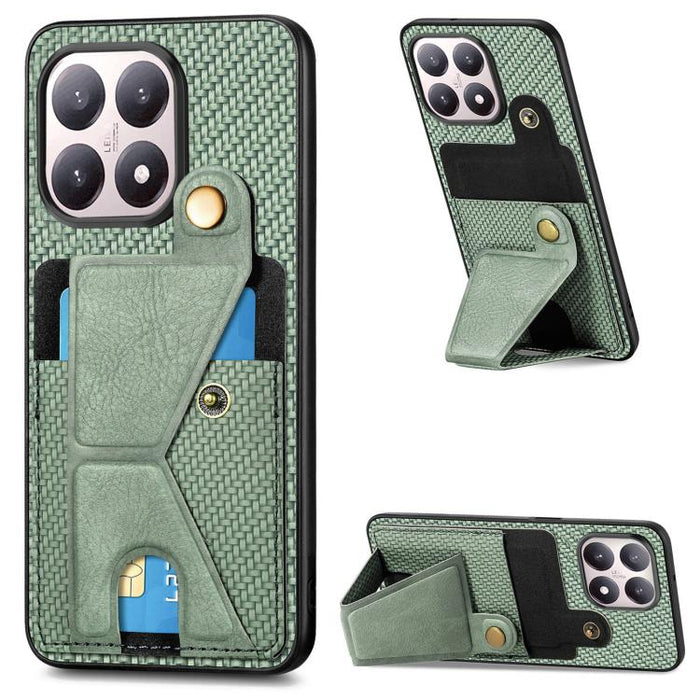 Caja del teléfono del sostenedor en forma de K de la tarjeta del tirón de la cartera de la fibra de carbono, For Xiaomi 15T, For Redmi 15C 5G / 4G Global 171mm, For Redmi K80 Pro / Poco F7 Ultra, For Redmi K80 / Poco F7 Pro, For Redmi Turbo 4          ...