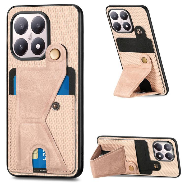 Caja del teléfono del sostenedor en forma de K de la tarjeta del tirón de la cartera de la fibra de carbono, For Xiaomi 15T, For Redmi 15C 5G / 4G Global 171mm, For Redmi K80 Pro / Poco F7 Ultra, For Redmi K80 / Poco F7 Pro, For Redmi Turbo 4          ...