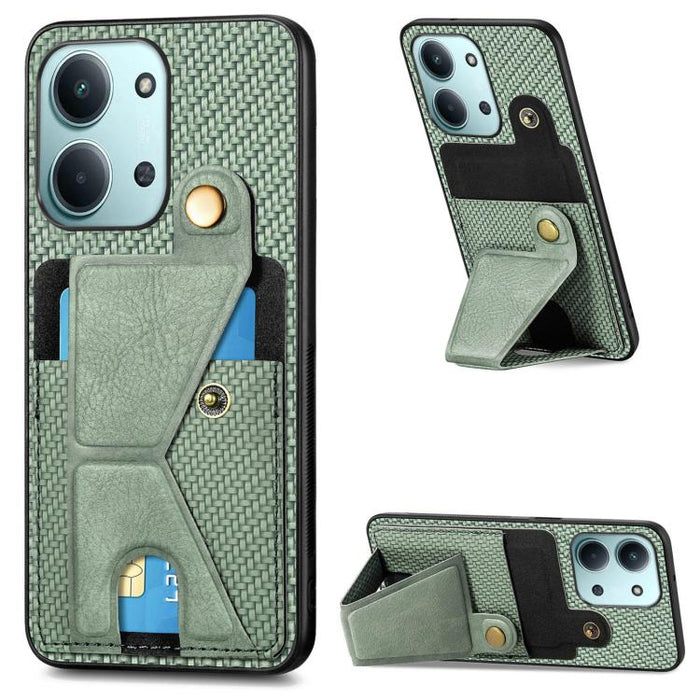 Caja del teléfono del sostenedor en forma de K de la tarjeta del tirón de la cartera de la fibra de carbono, For Xiaomi 15T, For Redmi 15C 5G / 4G Global 171mm, For Redmi K80 Pro / Poco F7 Ultra, For Redmi K80 / Poco F7 Pro, For Redmi Turbo 4          ...