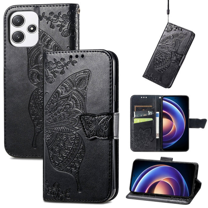 Funda para teléfono de cuero con relieve de flor de amor y mariposa, For Xiaomi Redmi Note 14 5G, For Xiaomi Redmi Note 14 Pro+ 5G, For Xiaomi Redmi Note 14 Pro 5G, For Xiaomi Redmi 13 4G, For Xiaomi Redmi Turbo 3 5G, For Xiaomi Redmi Note 12R         ...