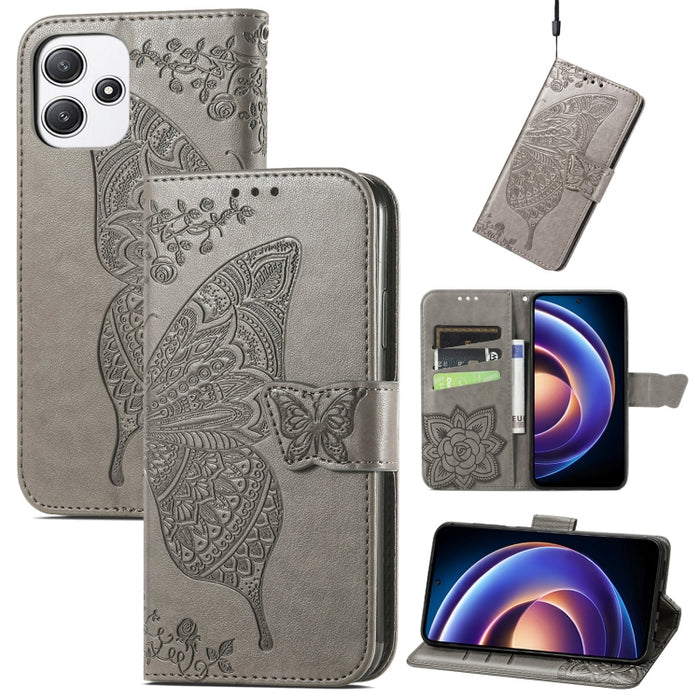 Funda para teléfono de cuero con relieve de flor de amor y mariposa, For Xiaomi Redmi Note 14 5G, For Xiaomi Redmi Note 14 Pro+ 5G, For Xiaomi Redmi Note 14 Pro 5G, For Xiaomi Redmi 13 4G, For Xiaomi Redmi Turbo 3 5G, For Xiaomi Redmi Note 12R         ...