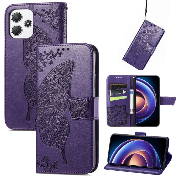 Funda para teléfono de cuero con relieve de flor de amor y mariposa, For Xiaomi Redmi Note 14 5G, For Xiaomi Redmi Note 14 Pro+ 5G, For Xiaomi Redmi Note 14 Pro 5G, For Xiaomi Redmi 13 4G, For Xiaomi Redmi Turbo 3 5G, For Xiaomi Redmi Note 12R         ...