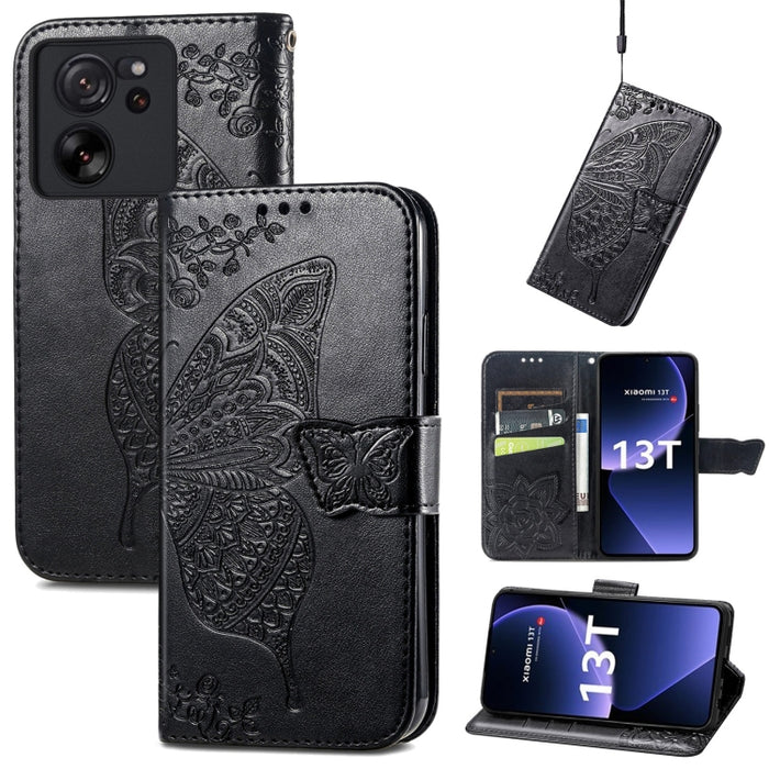 Funda para teléfono de cuero con relieve de flor de amor y mariposa, For Xiaomi Redmi Note 14 5G, For Xiaomi Redmi Note 14 Pro+ 5G, For Xiaomi Redmi Note 14 Pro 5G, For Xiaomi Redmi 13 4G, For Xiaomi Redmi Turbo 3 5G, For Xiaomi Redmi Note 12R         ...