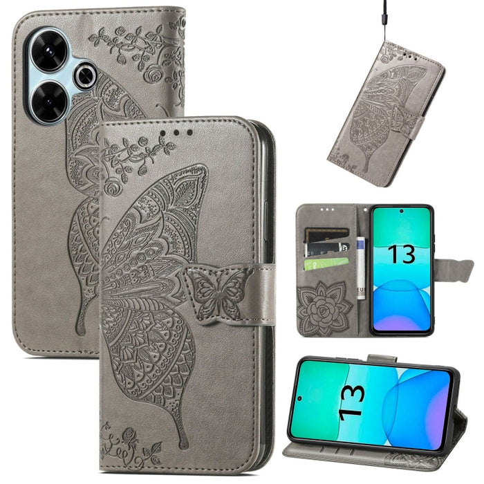 Funda para teléfono de cuero con relieve de flor de amor y mariposa, For Xiaomi Redmi Note 14 5G, For Xiaomi Redmi Note 14 Pro+ 5G, For Xiaomi Redmi Note 14 Pro 5G, For Xiaomi Redmi 13 4G, For Xiaomi Redmi Turbo 3 5G, For Xiaomi Redmi Note 12R         ...