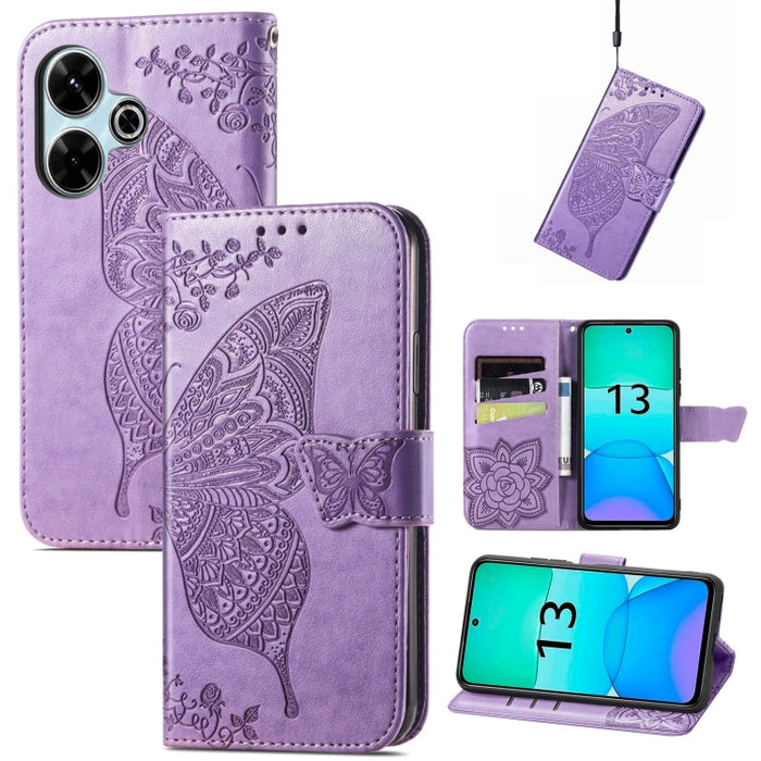 Funda para teléfono de cuero con relieve de flor de amor y mariposa, For Xiaomi Redmi Note 14 5G, For Xiaomi Redmi Note 14 Pro+ 5G, For Xiaomi Redmi Note 14 Pro 5G, For Xiaomi Redmi 13 4G, For Xiaomi Redmi Turbo 3 5G, For Xiaomi Redmi Note 12R         ...