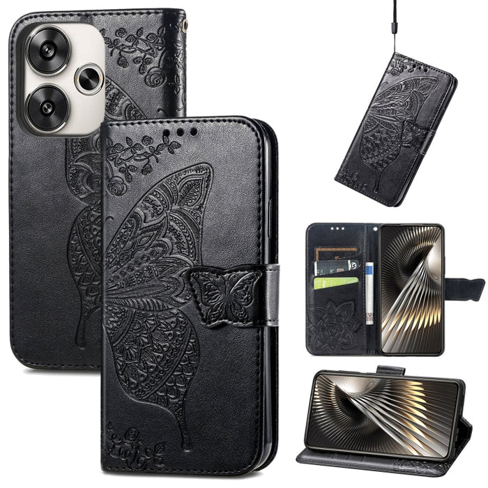 Funda para teléfono de cuero con relieve de flor de amor y mariposa, For Xiaomi Redmi Note 14 5G, For Xiaomi Redmi Note 14 Pro+ 5G, For Xiaomi Redmi Note 14 Pro 5G, For Xiaomi Redmi 13 4G, For Xiaomi Redmi Turbo 3 5G, For Xiaomi Redmi Note 12R         ...