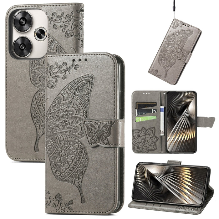 Funda para teléfono de cuero con relieve de flor de amor y mariposa, For Xiaomi Redmi Note 14 5G, For Xiaomi Redmi Note 14 Pro+ 5G, For Xiaomi Redmi Note 14 Pro 5G, For Xiaomi Redmi 13 4G, For Xiaomi Redmi Turbo 3 5G, For Xiaomi Redmi Note 12R         ...