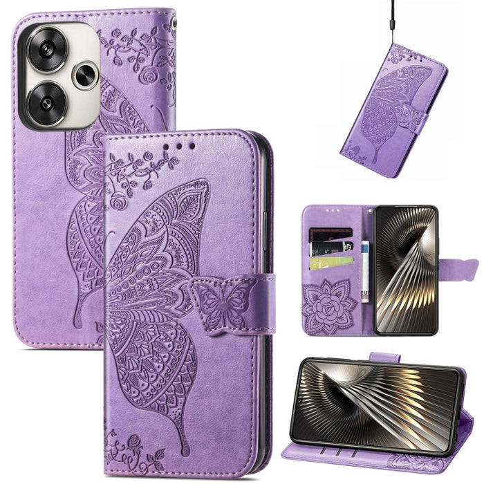 Funda para teléfono de cuero con relieve de flor de amor y mariposa, For Xiaomi Redmi Note 14 5G, For Xiaomi Redmi Note 14 Pro+ 5G, For Xiaomi Redmi Note 14 Pro 5G, For Xiaomi Redmi 13 4G, For Xiaomi Redmi Turbo 3 5G, For Xiaomi Redmi Note 12R         ...