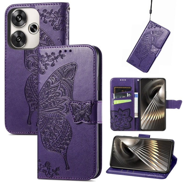 Funda para teléfono de cuero con relieve de flor de amor y mariposa, For Xiaomi Redmi Note 14 5G, For Xiaomi Redmi Note 14 Pro+ 5G, For Xiaomi Redmi Note 14 Pro 5G, For Xiaomi Redmi 13 4G, For Xiaomi Redmi Turbo 3 5G, For Xiaomi Redmi Note 12R         ...