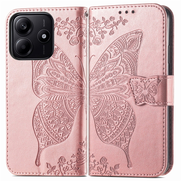 Funda para teléfono de cuero con relieve de flor de amor y mariposa, For Xiaomi Redmi Note 14 5G, For Xiaomi Redmi Note 14 Pro+ 5G, For Xiaomi Redmi Note 14 Pro 5G, For Xiaomi Redmi 13 4G, For Xiaomi Redmi Turbo 3 5G, For Xiaomi Redmi Note 12R         ...