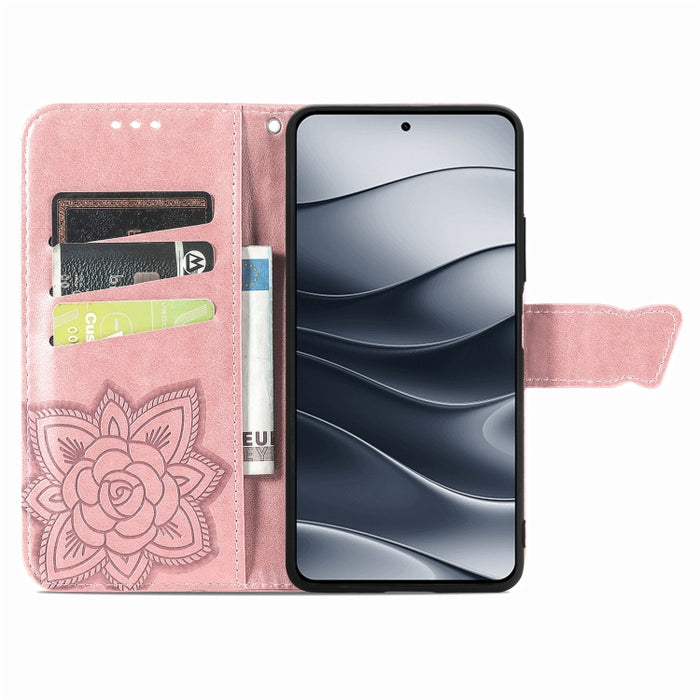 Funda para teléfono de cuero con relieve de flor de amor y mariposa, For Xiaomi Redmi Note 14 5G, For Xiaomi Redmi Note 14 Pro+ 5G, For Xiaomi Redmi Note 14 Pro 5G, For Xiaomi Redmi 13 4G, For Xiaomi Redmi Turbo 3 5G, For Xiaomi Redmi Note 12R         ...
