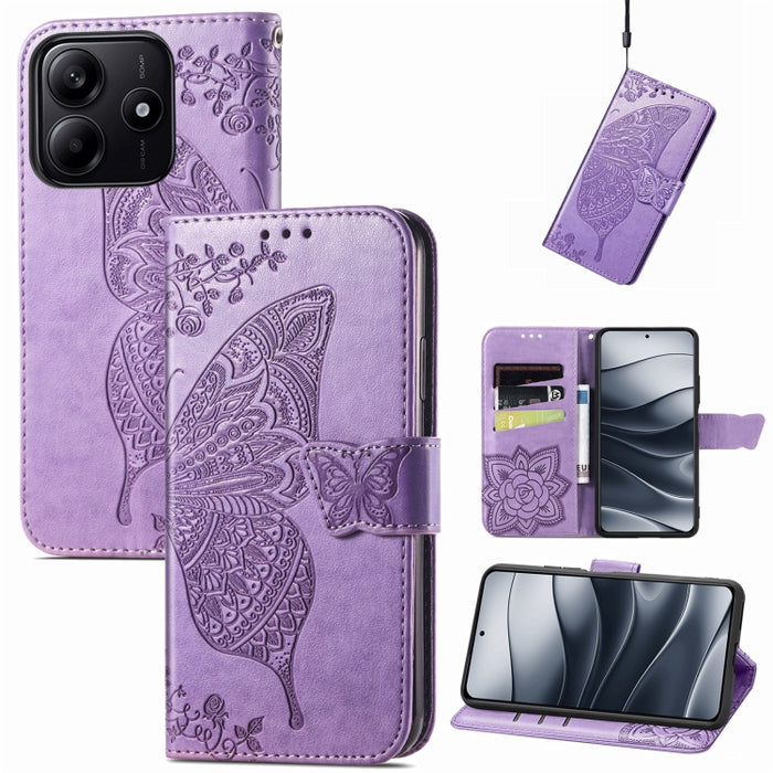 Funda para teléfono de cuero con relieve de flor de amor y mariposa, For Xiaomi Redmi Note 14 5G, For Xiaomi Redmi Note 14 Pro+ 5G, For Xiaomi Redmi Note 14 Pro 5G, For Xiaomi Redmi 13 4G, For Xiaomi Redmi Turbo 3 5G, For Xiaomi Redmi Note 12R         ...