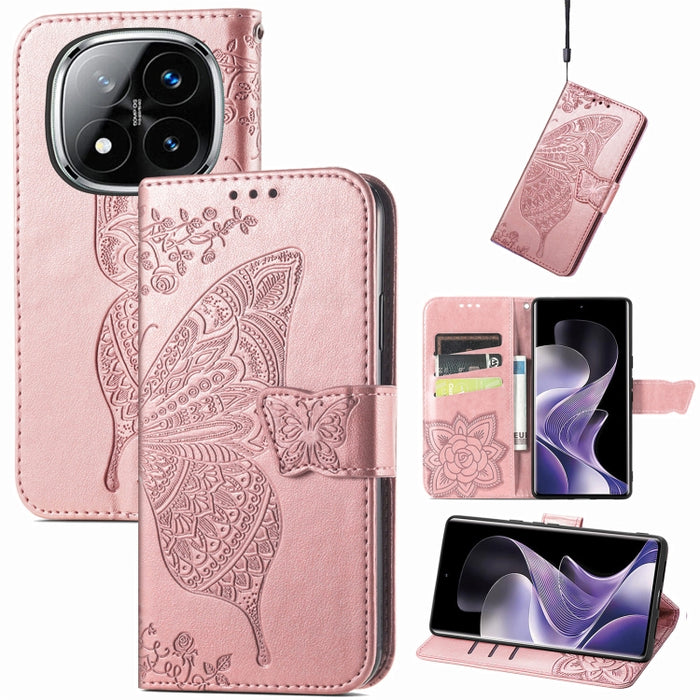 Funda para teléfono de cuero con relieve de flor de amor y mariposa, For Xiaomi Redmi Note 14 5G, For Xiaomi Redmi Note 14 Pro+ 5G, For Xiaomi Redmi Note 14 Pro 5G, For Xiaomi Redmi 13 4G, For Xiaomi Redmi Turbo 3 5G, For Xiaomi Redmi Note 12R         ...