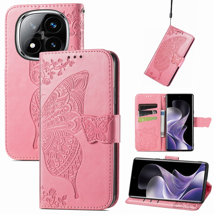 Funda para teléfono de cuero con relieve de flor de amor y mariposa, For Xiaomi Redmi Note 14 5G, For Xiaomi Redmi Note 14 Pro+ 5G, For Xiaomi Redmi Note 14 Pro 5G, For Xiaomi Redmi 13 4G, For Xiaomi Redmi Turbo 3 5G, For Xiaomi Redmi Note 12R         ...