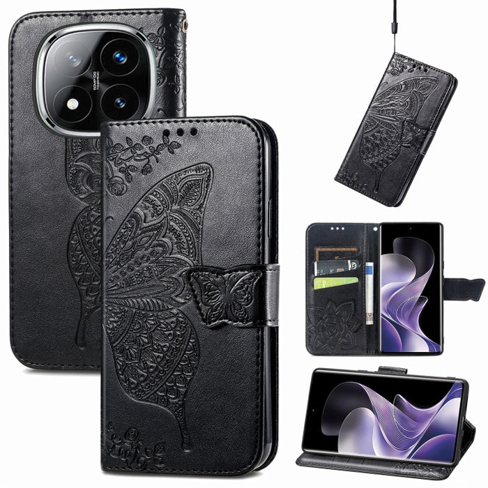 Funda para teléfono de cuero con relieve de flor de amor y mariposa, For Xiaomi Redmi Note 14 5G, For Xiaomi Redmi Note 14 Pro+ 5G, For Xiaomi Redmi Note 14 Pro 5G, For Xiaomi Redmi 13 4G, For Xiaomi Redmi Turbo 3 5G, For Xiaomi Redmi Note 12R         ...