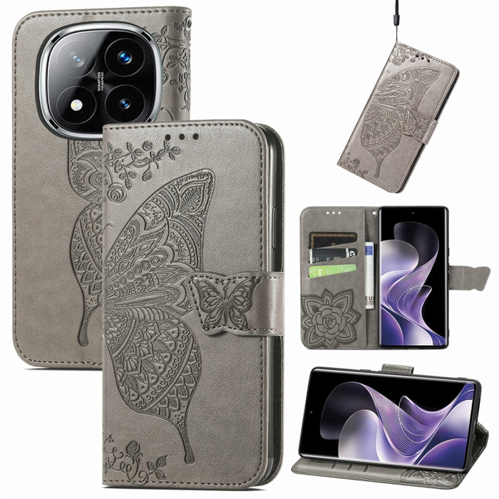 Funda para teléfono de cuero con relieve de flor de amor y mariposa, For Xiaomi Redmi Note 14 5G, For Xiaomi Redmi Note 14 Pro+ 5G, For Xiaomi Redmi Note 14 Pro 5G, For Xiaomi Redmi 13 4G, For Xiaomi Redmi Turbo 3 5G, For Xiaomi Redmi Note 12R         ...