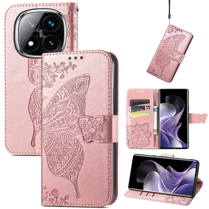 Funda para teléfono de cuero con relieve de flor de amor y mariposa, For Xiaomi Redmi Note 14 5G, For Xiaomi Redmi Note 14 Pro+ 5G, For Xiaomi Redmi Note 14 Pro 5G, For Xiaomi Redmi 13 4G, For Xiaomi Redmi Turbo 3 5G, For Xiaomi Redmi Note 12R         ...