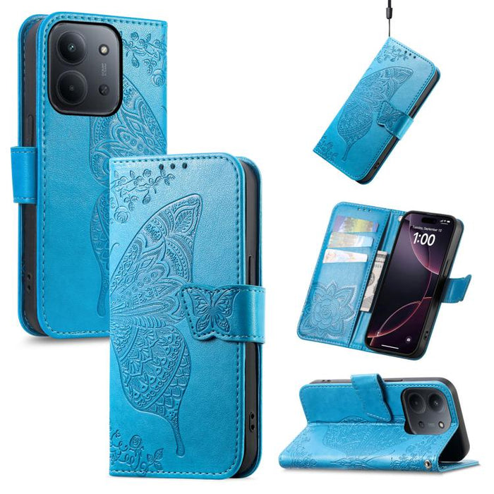 Funda para teléfono de cuero con relieve de flor de amor y mariposa, For Xiaomi Redmi Note 14 5G, For Xiaomi Redmi Note 14 Pro+ 5G, For Xiaomi Redmi Note 14 Pro 5G, For Xiaomi Redmi 13 4G, For Xiaomi Redmi Turbo 3 5G, For Xiaomi Redmi Note 12R         ...