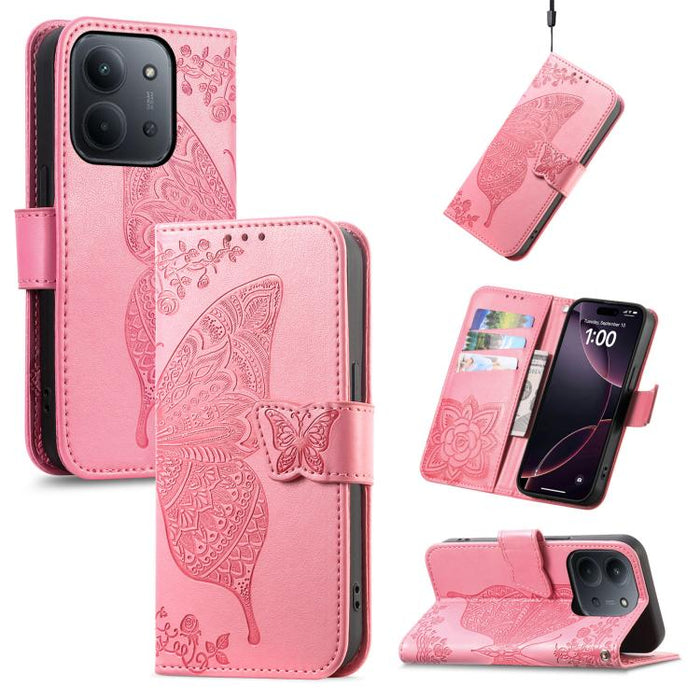 Funda para teléfono de cuero con relieve de flor de amor y mariposa, For Xiaomi Redmi Note 14 5G, For Xiaomi Redmi Note 14 Pro+ 5G, For Xiaomi Redmi Note 14 Pro 5G, For Xiaomi Redmi 13 4G, For Xiaomi Redmi Turbo 3 5G, For Xiaomi Redmi Note 12R         ...