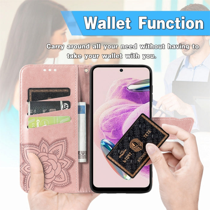 Funda para teléfono de cuero con relieve de flor de amor y mariposa, For Xiaomi Redmi Note 14 5G, For Xiaomi Redmi Note 14 Pro+ 5G, For Xiaomi Redmi Note 14 Pro 5G, For Xiaomi Redmi 13 4G, For Xiaomi Redmi Turbo 3 5G, For Xiaomi Redmi Note 12R         ...