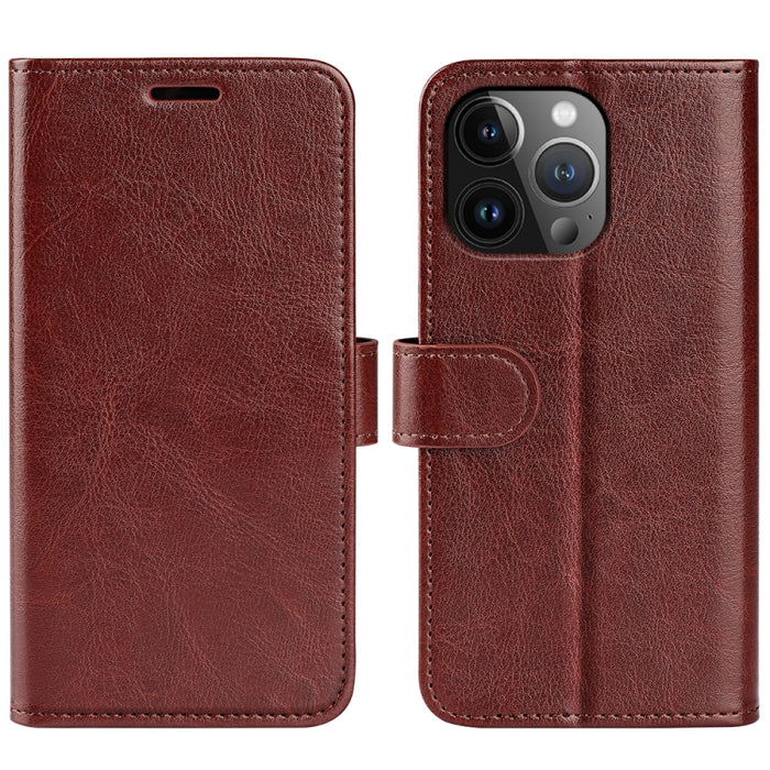 Estuche para teléfono de cuero con tapa horizontal con textura R64
